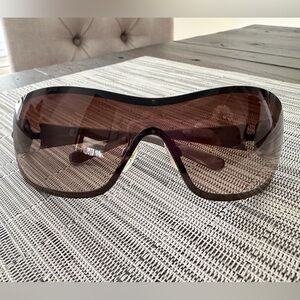 CHANEL Brown Floral Shield Sunglasses